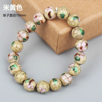 Charlie CloisonnŽ Beaded Bracelet - Beige - 10mm Bead