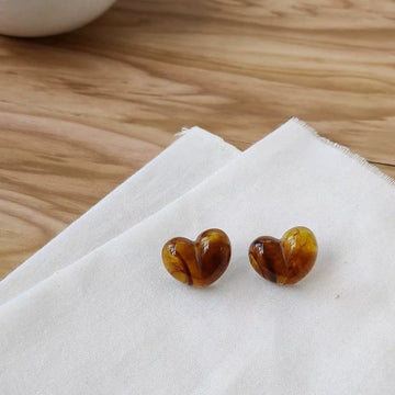 Kaelyn Amber Heart Dangles - 925 Silver Ear Post Style