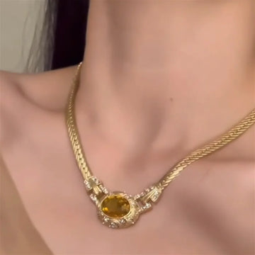 Aaleiya Zircon Oval Pendant Necklace