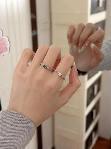 Amairany Square Crystal Chain Ring
