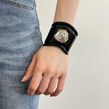 Auria Black Rose Cuff Bracelet