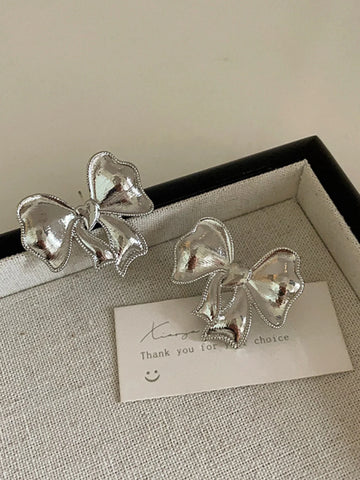 Coralie Metallic Bow Stud Earrings
