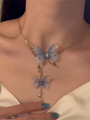 Esther Butterfly Pearl Tassel Necklace