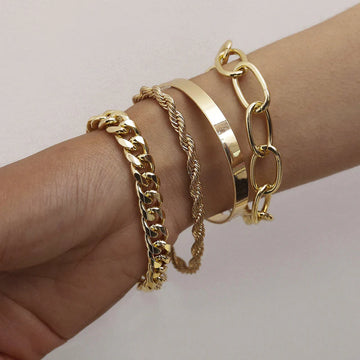 Hazel Stackable Metal Bracelets Set