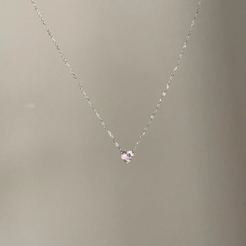 Jacee Pink Zircon Heart Necklace