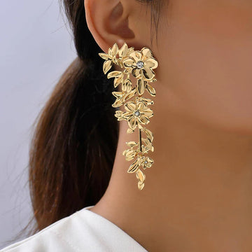 Karissa Floral Gemstone Tassel Earrings