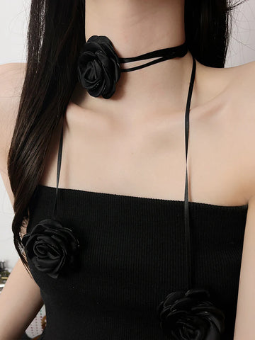 Kenley Fabric Rose Choker