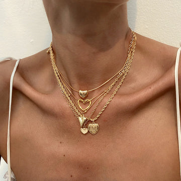 Leonor Layered Heart Necklace Set