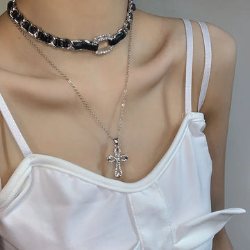 Rilynn Layered Braided Cross Necklace