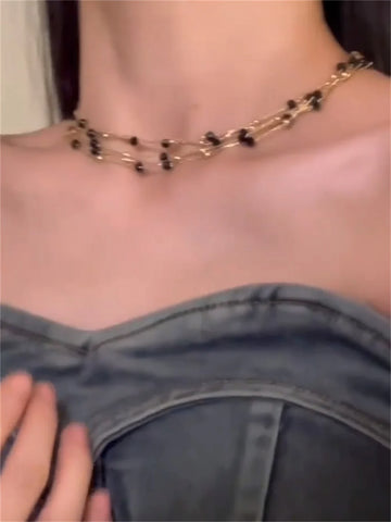 Ronnie Black Gold Layered Choker