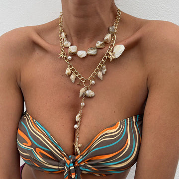 Rozlyn Coastal Layered Shell Necklace