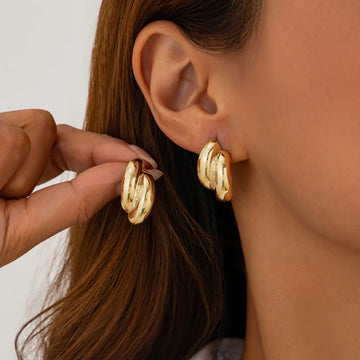 Shaira Sleek Double Layer Stud Earrings