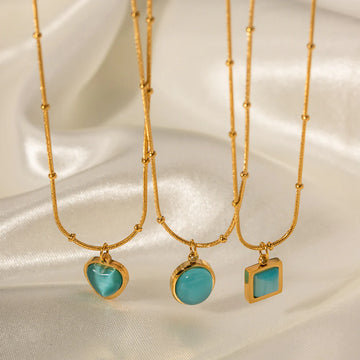 Zamiya Blue Cat-Eye Necklace