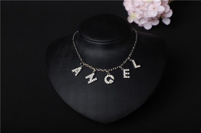 Britain Crystal Word Necklace - ANGEL [J9IC5XZL]