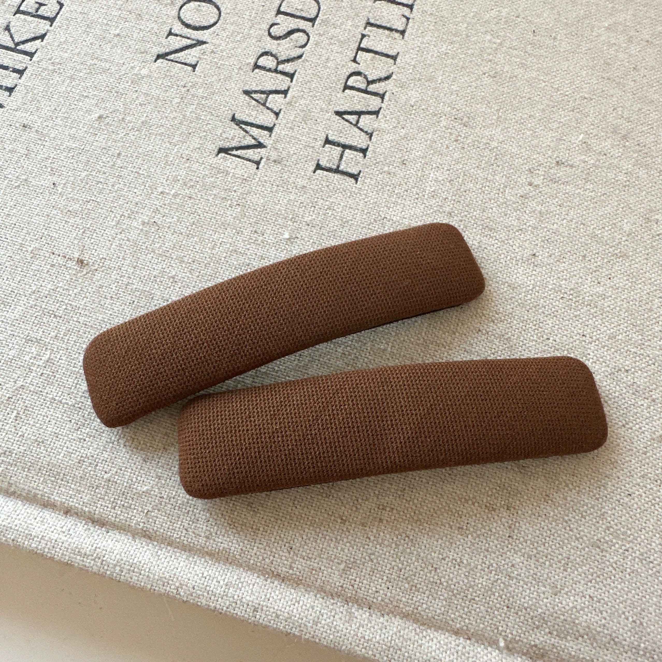 Yelitza Minimalist Fabric Hair Clip - Coffee Square (Pair) [1D4WNXI9]