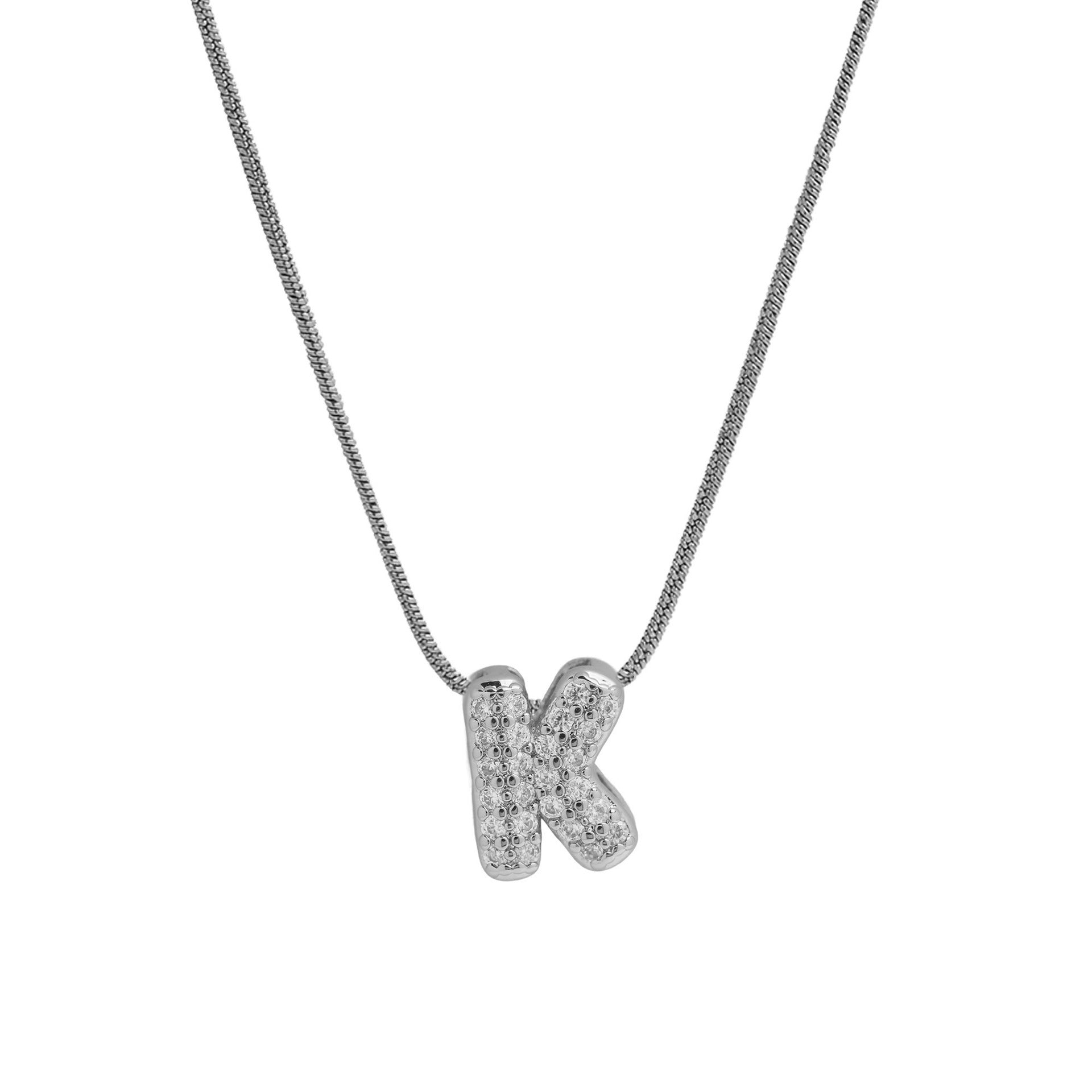 Deborah Initial Snake Necklace - Silver-tone K Initial [PGLSJ40U]