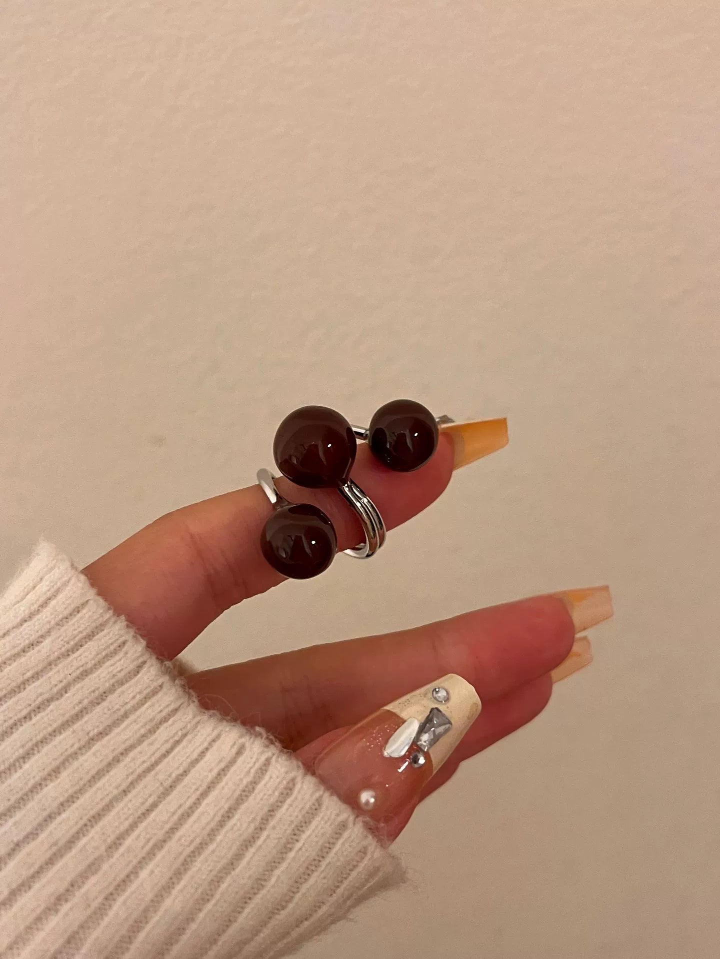 Honey Glazed Drop Ring - Wine Red [1ABSPZCF]