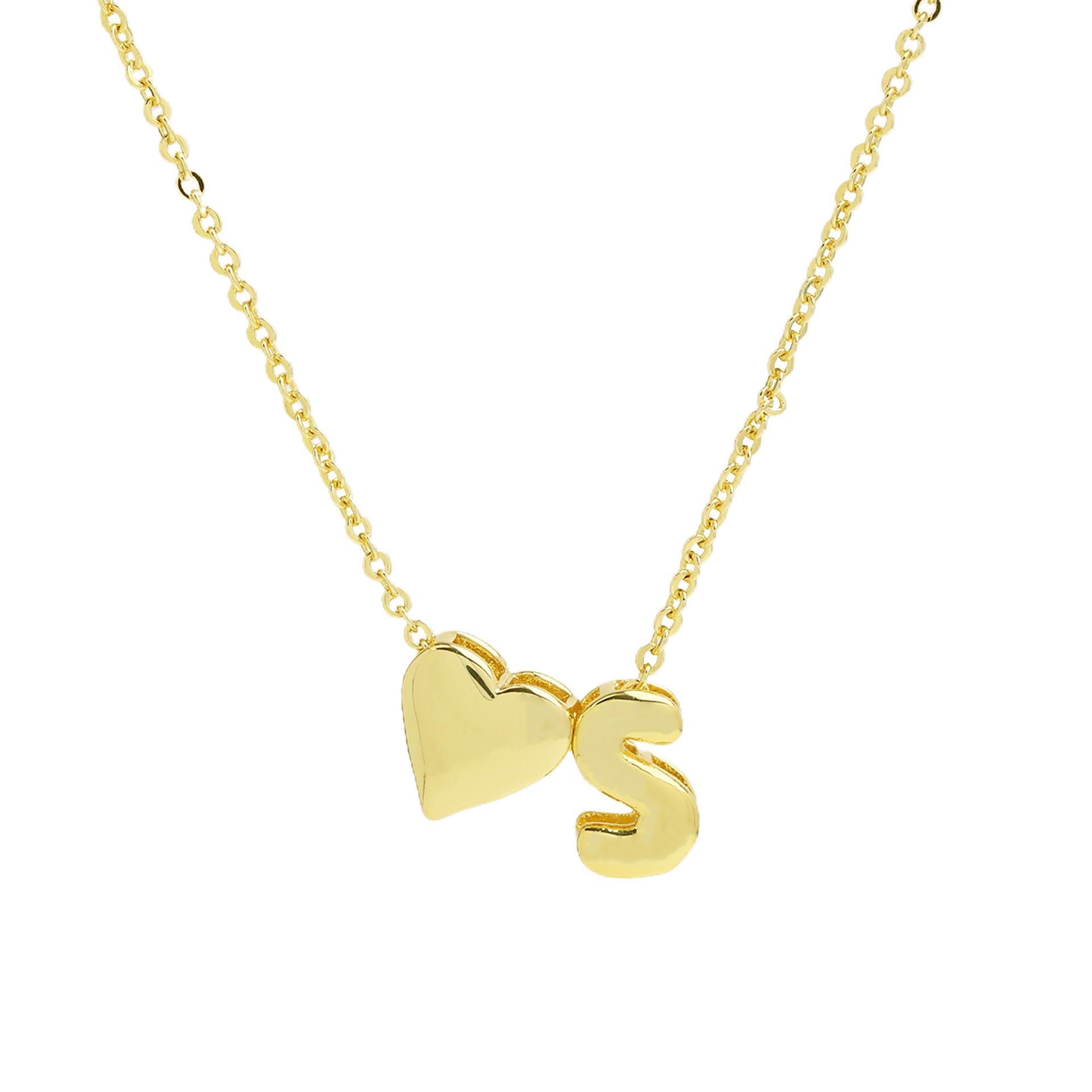 Korie Puffed Initial Necklace - Letter S Necklace [WASJ6Q8G]