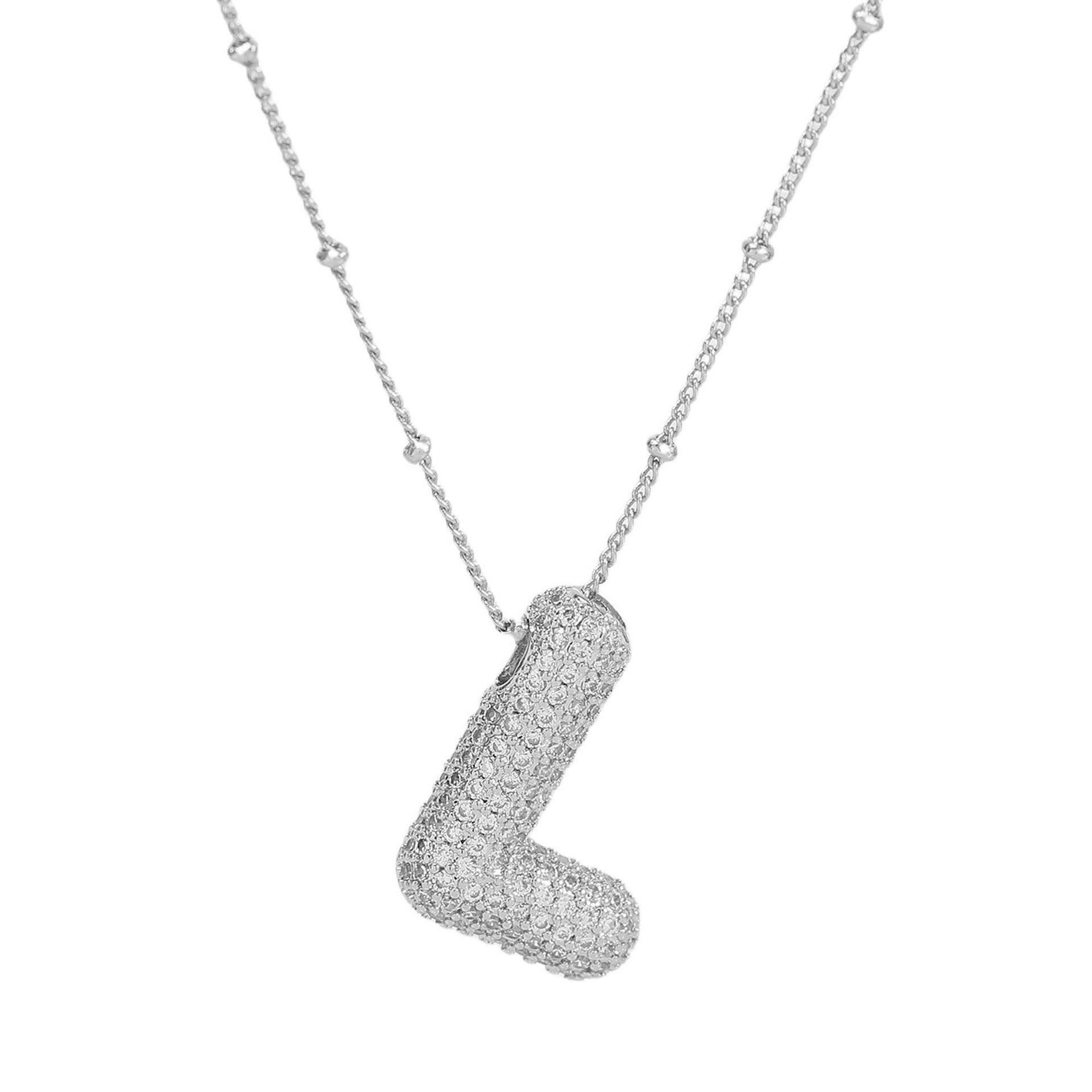 Fynlee Bubble Initial Necklace - Silver L [REXR68C3]