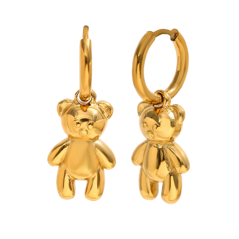 Keturah Golden Bear Studs - Bear Earrings - Gold [7ZO0DS5Q]
