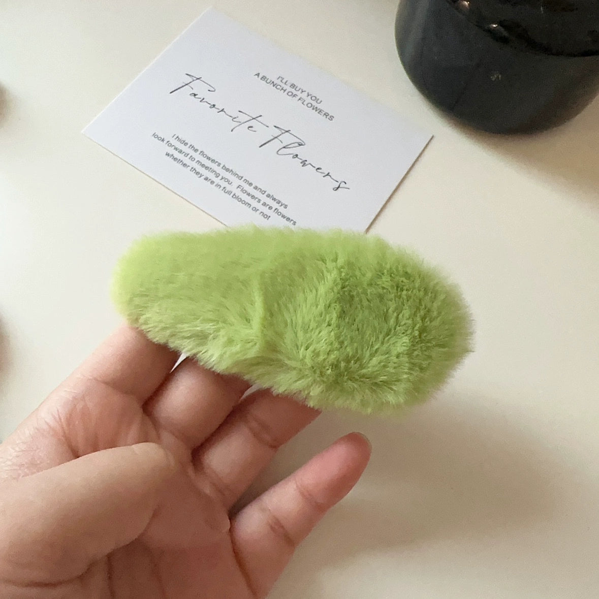 Aleyza Plush Water Drop Clip - Yellow Green [7MOZ4D53]