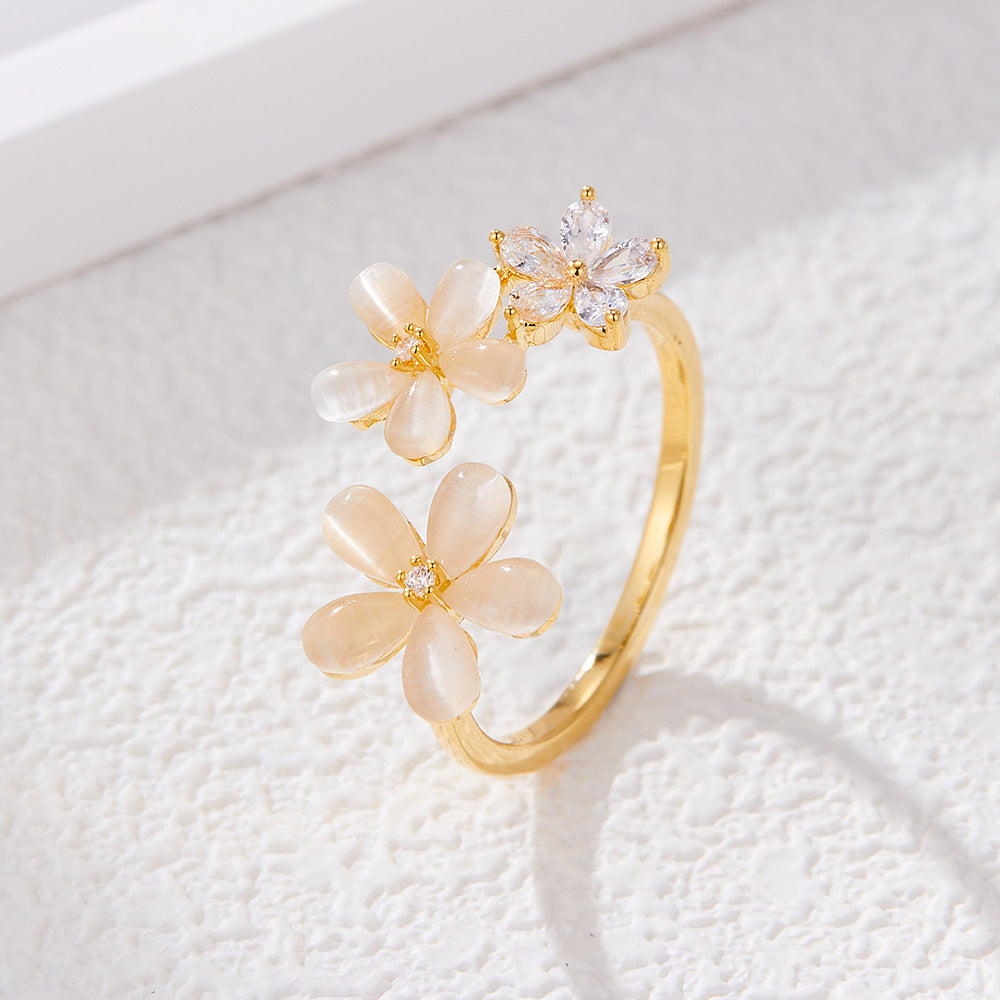 Janiah Floral Cat's Eye Ring - Style 1 [4IG34MSP]