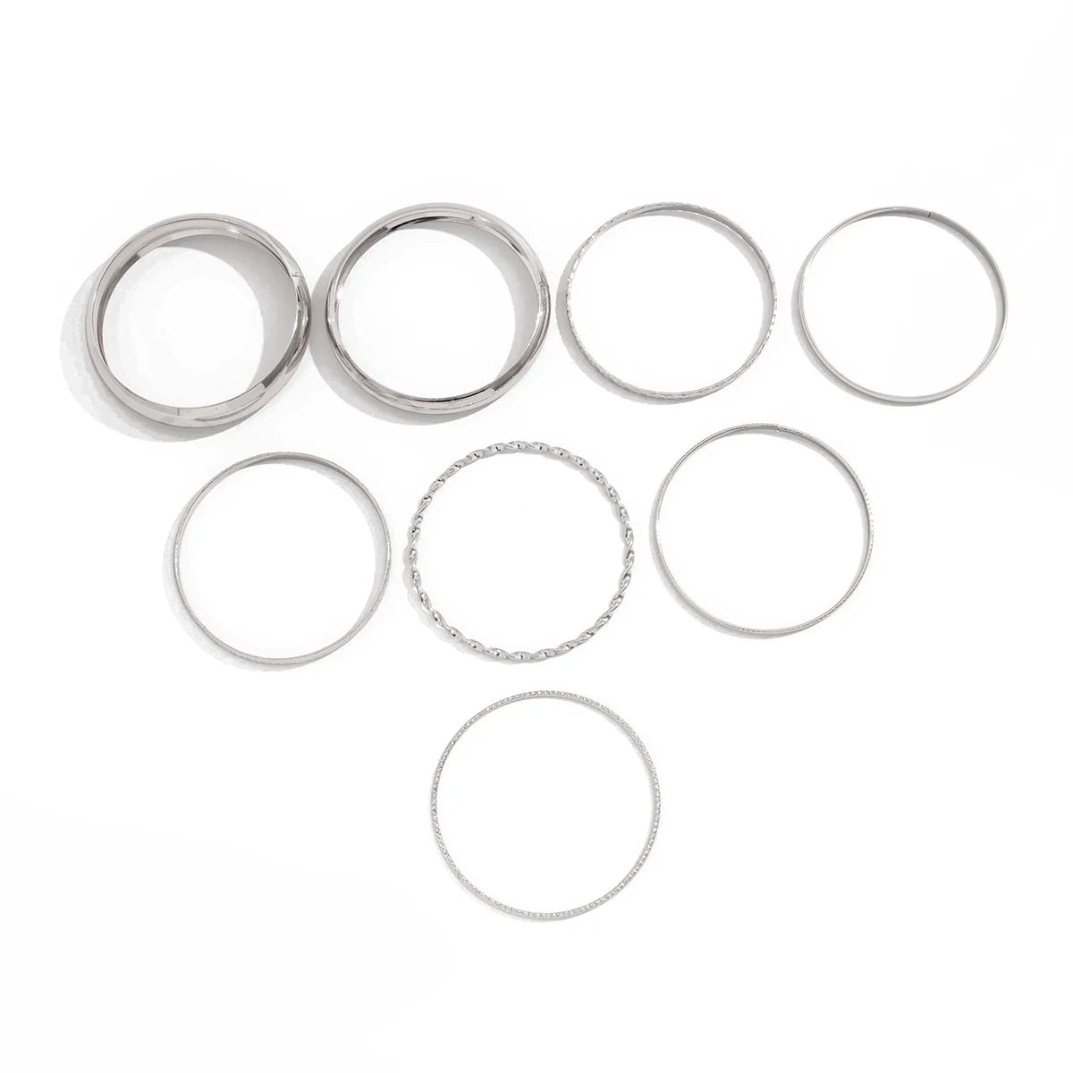 Maylie Stackable Twist Bangle Set - Silver
