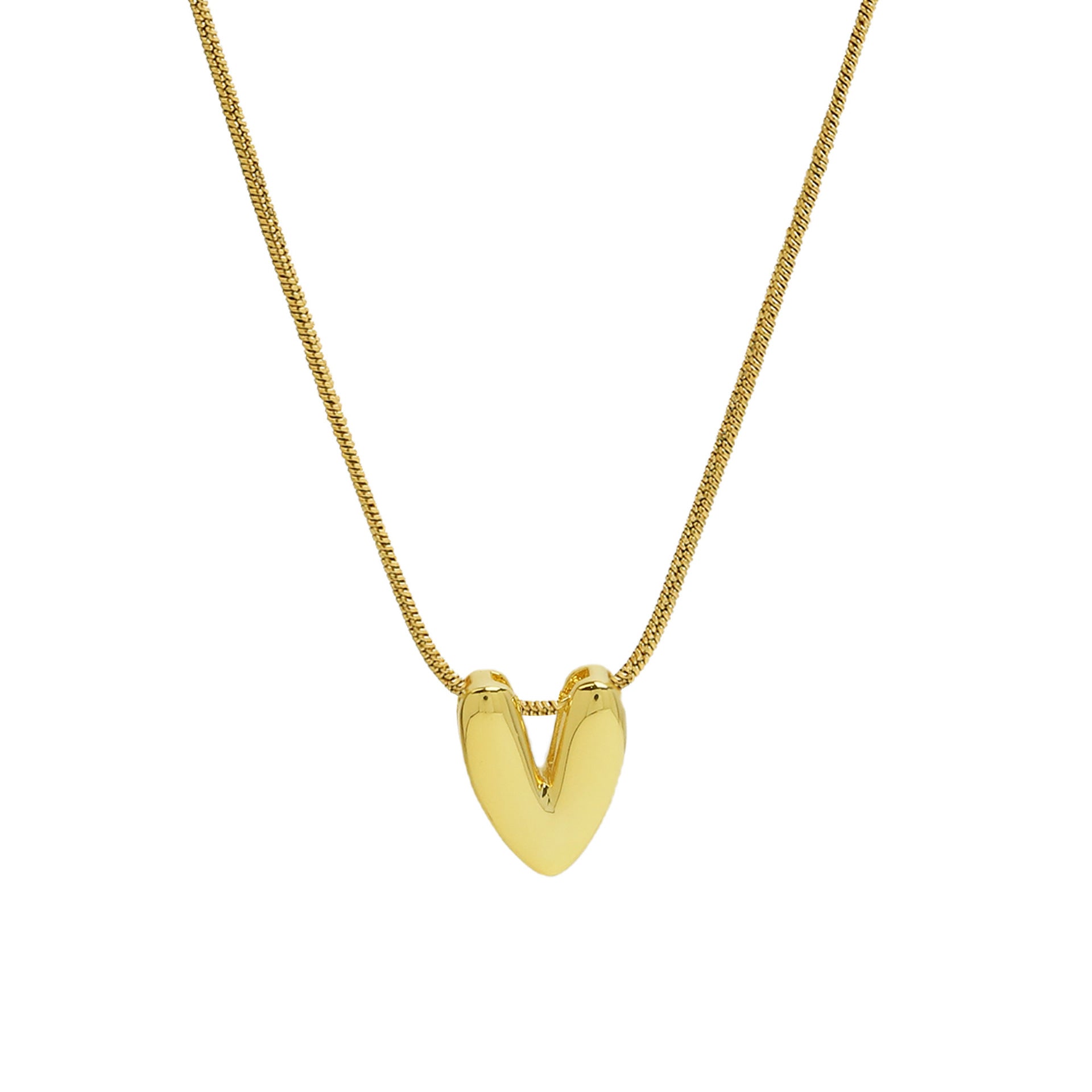 Hallie Initial Snake Chain Necklace - V Letter Necklace [RUS083G1]