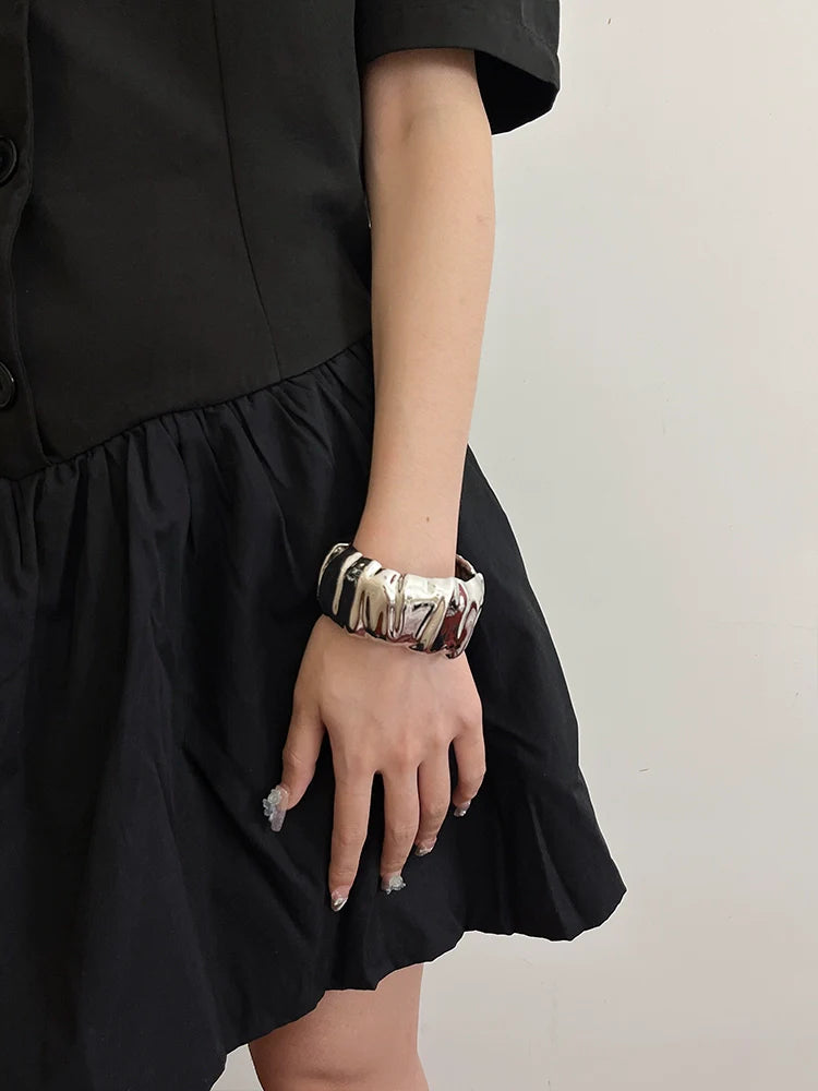 Milo Wide Polished Cuff Bracelet - Silver