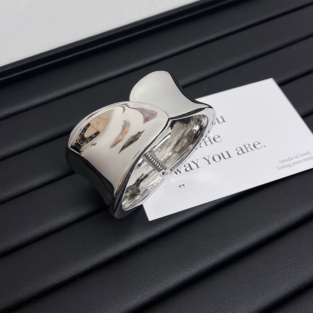 Serina Elegant Cuff Bracelet - Polished Silver Bracelet