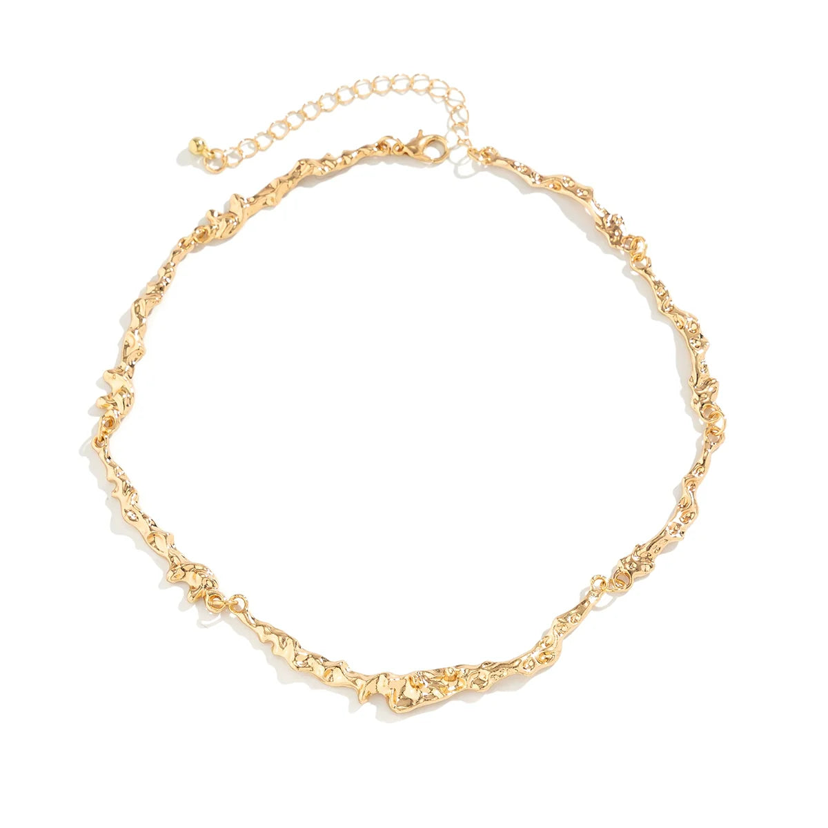Lake Sculpted Metal Necklace - Gold