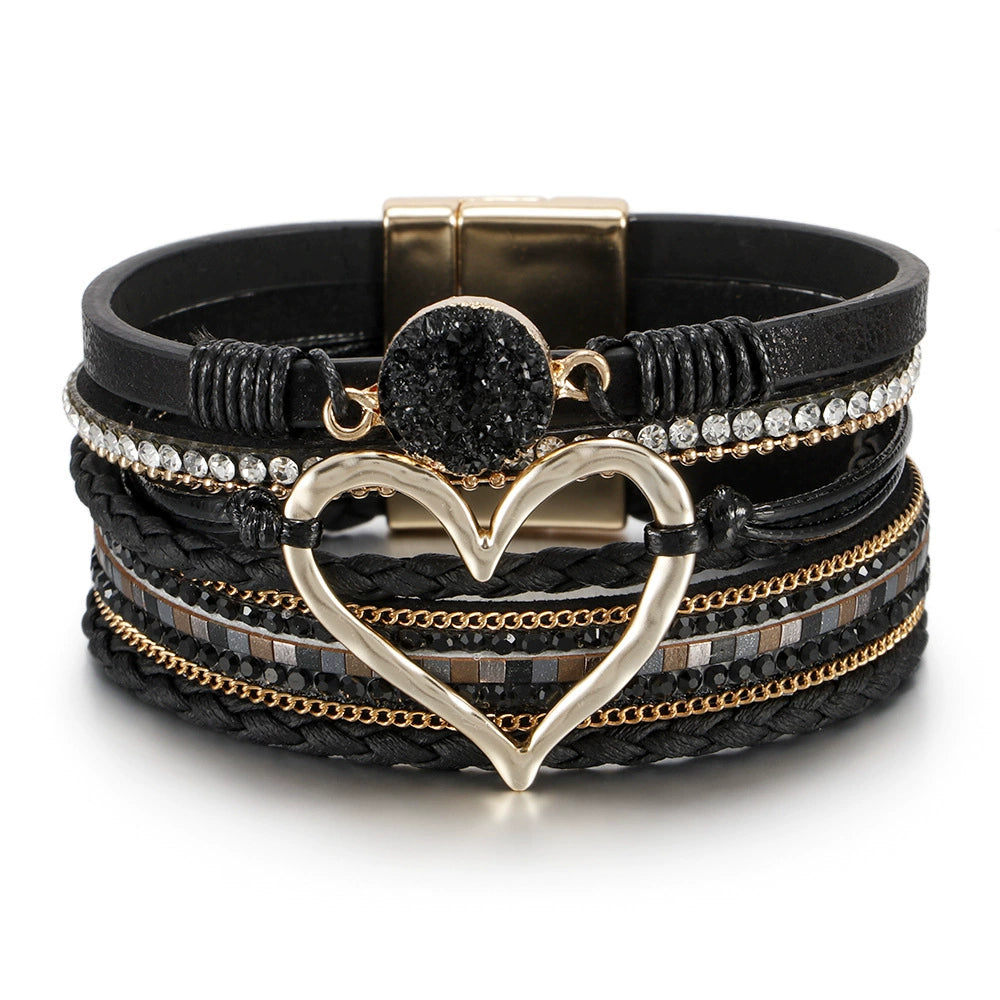 Ameera Braided Heart Bracelet - Black Heart [Z7GTU4IO]