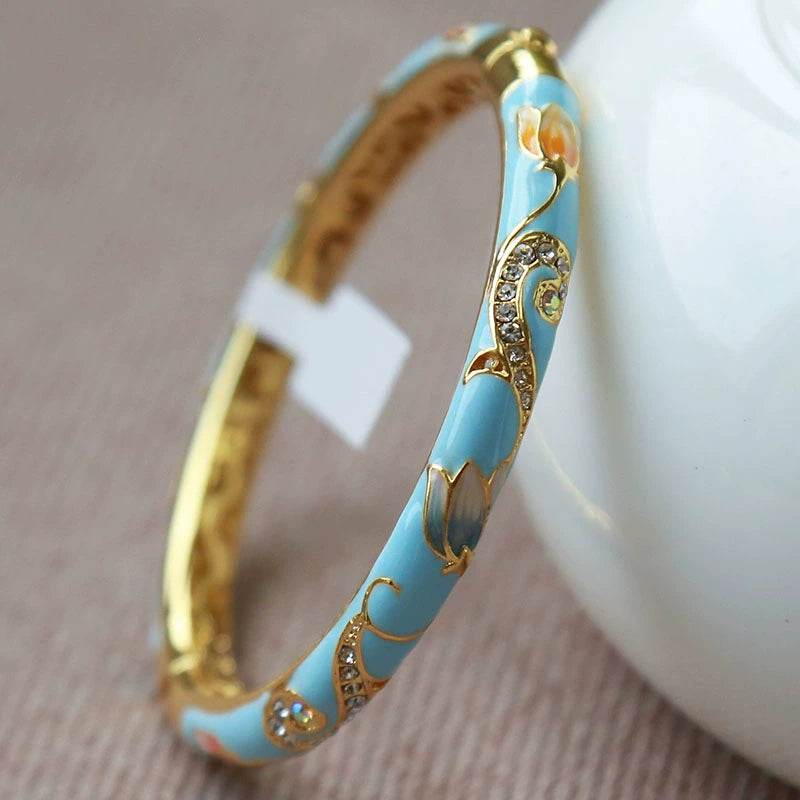 Ellagrace Delicate Lotus Bangle - Sky Blue (double inner layer) [2Z5GJ5NE]