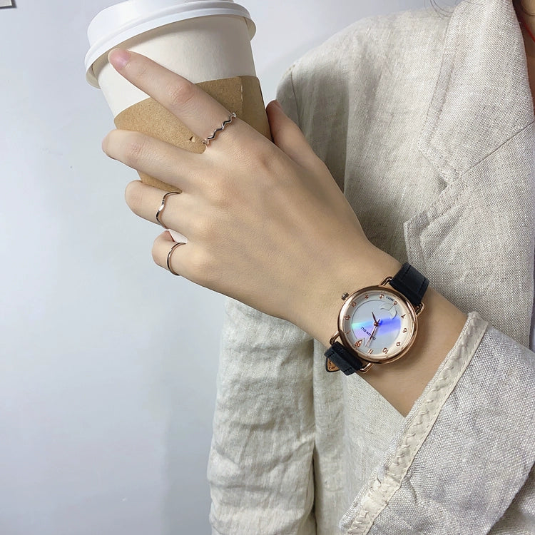 Jacelyn Radiant Mother-of-Pearl Watch - Black Strap [RJC9204R]