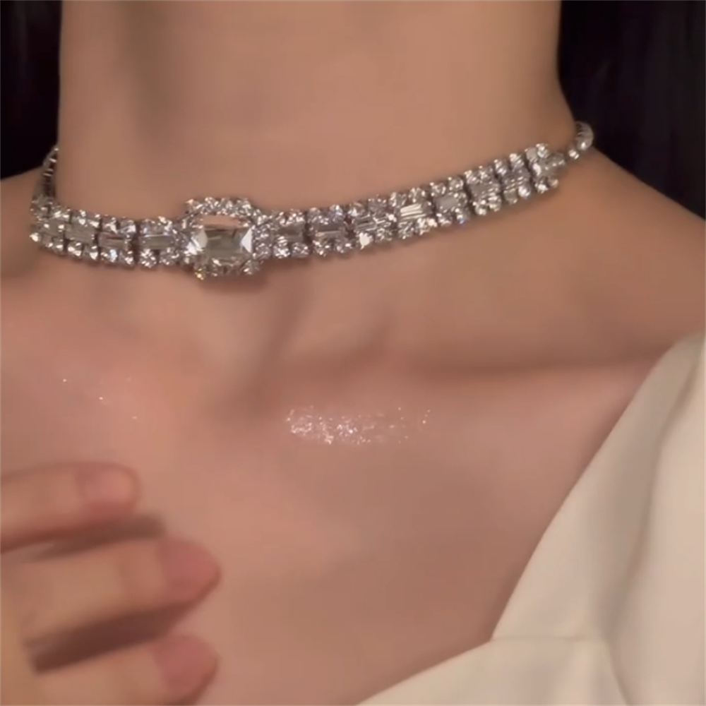 Agnes Glistening Zircon Choker - Silver Plated