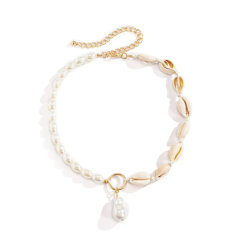 Tristan Baroque Shell Choker - White