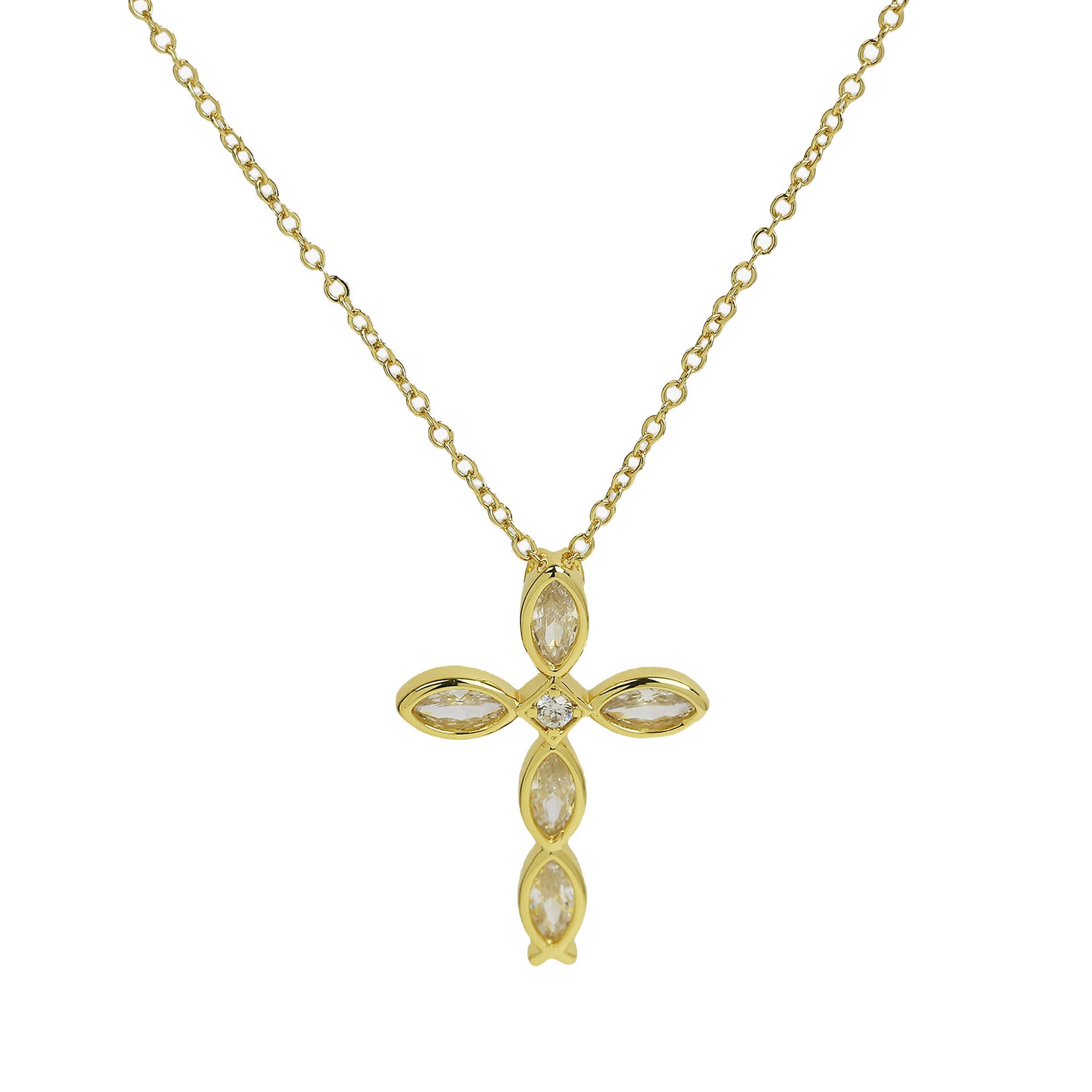 Unique Zircon Cross Pendant Necklace - Cross Pendant Style H [8NPCA5CN]