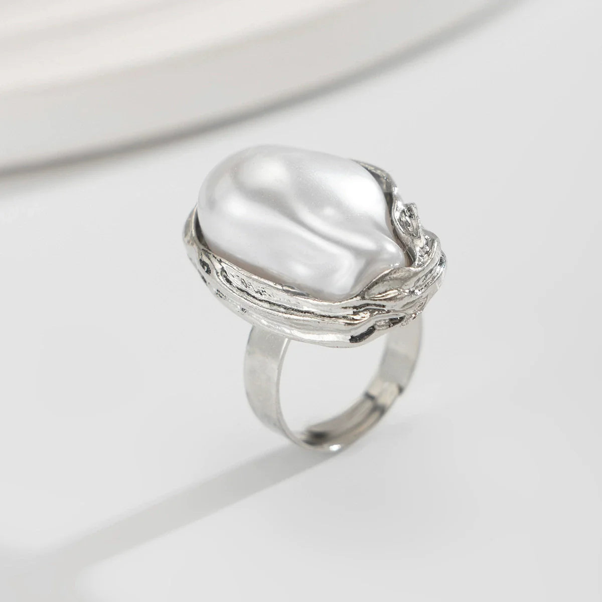 Celestine Baroque Pearl Ring - White Silver