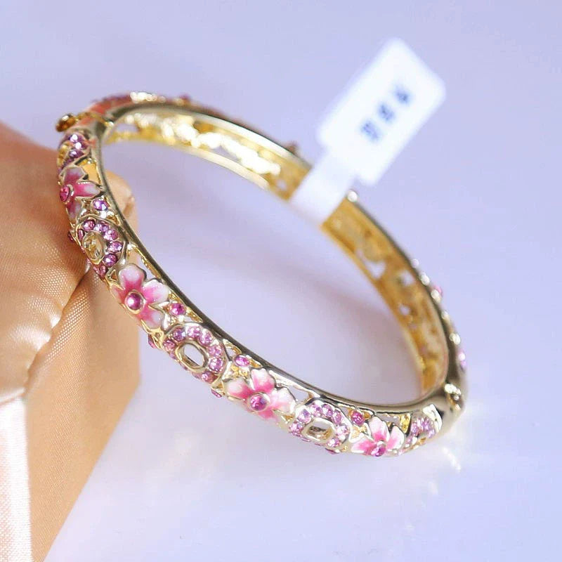 Chimamanda Ornate Cloisonne Bangle - Pink (54mm ID)