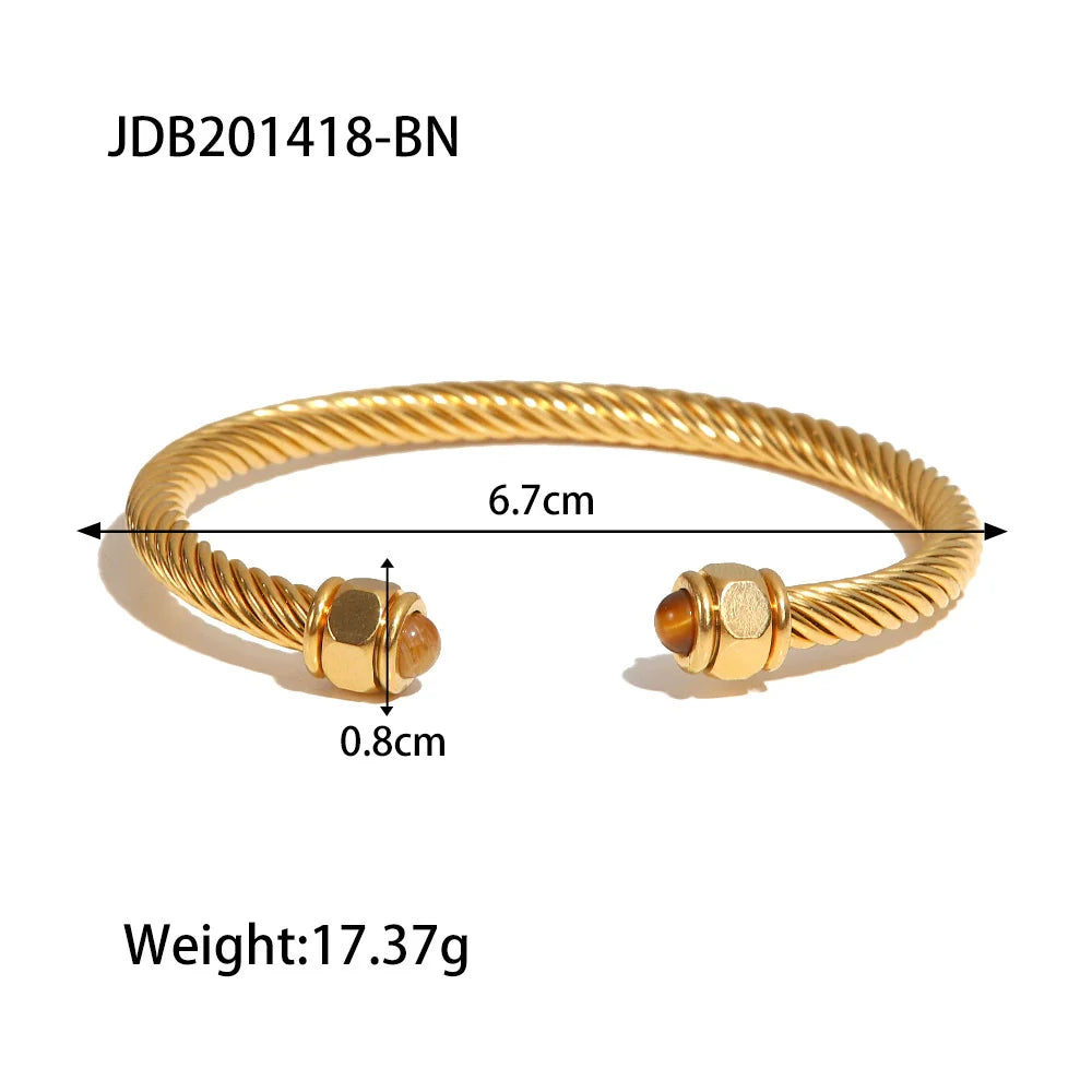 Yolanda C-Shape Cuff Bracelet - Gold Tone
