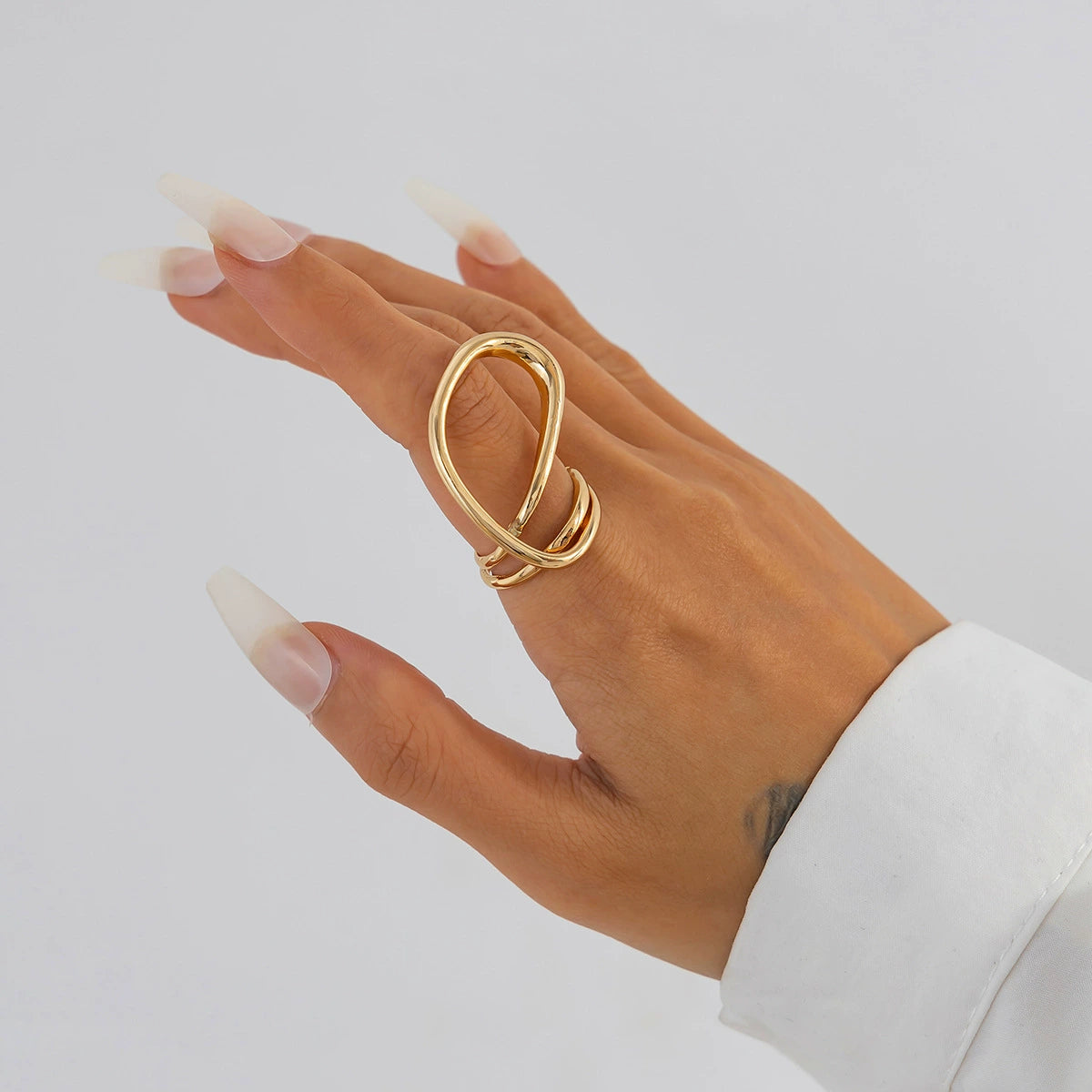Eniola Sculptural Leaf Jewelry - Ring Light Gold Design 3 [EMPTTZZC]