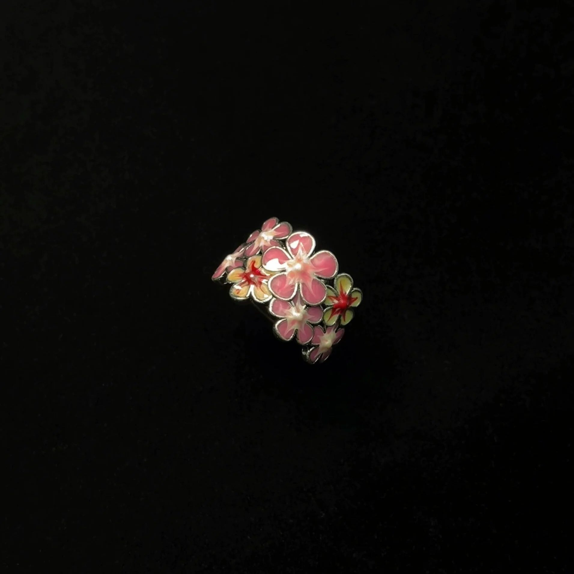 Sabiha Enamel Bloom Ring - Cherry Blossom