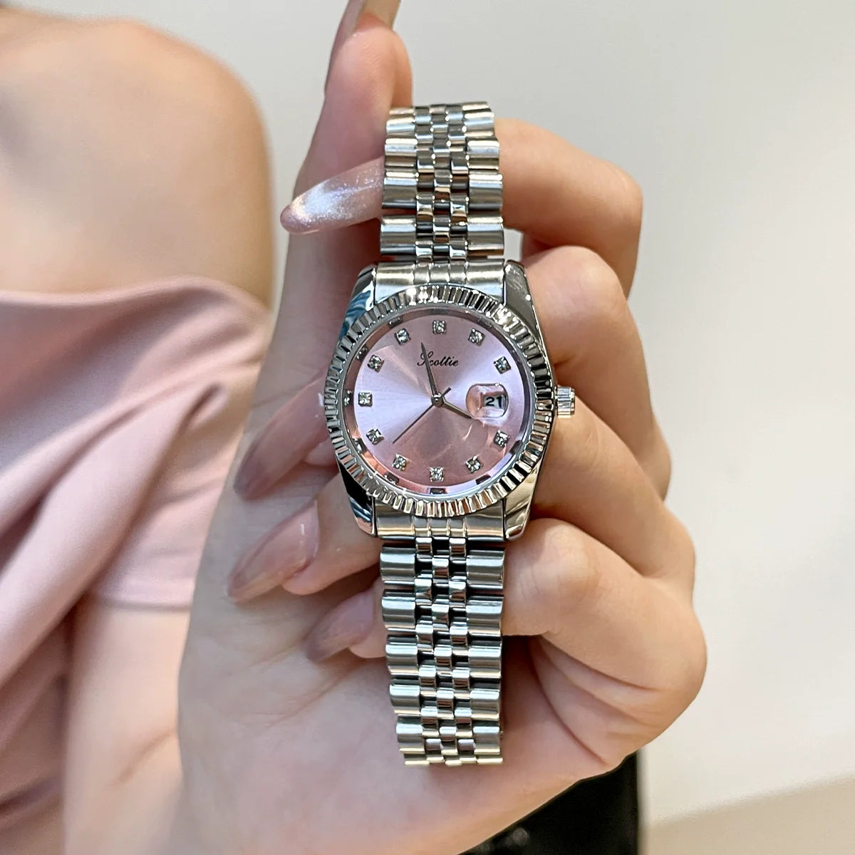 Hayzel Elegant Rhinestone Watch - Pink