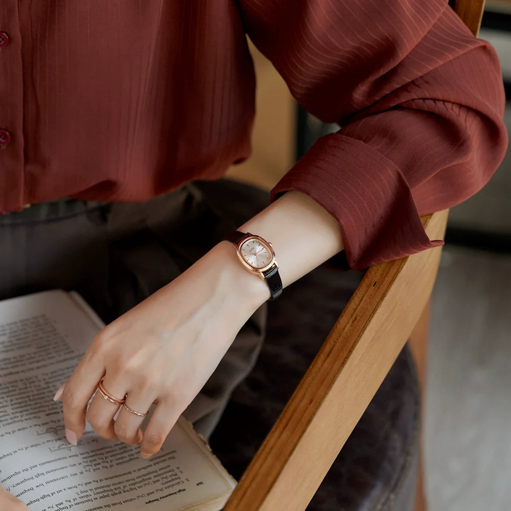 Jacie Petite Oval Watch - Elegant Black
