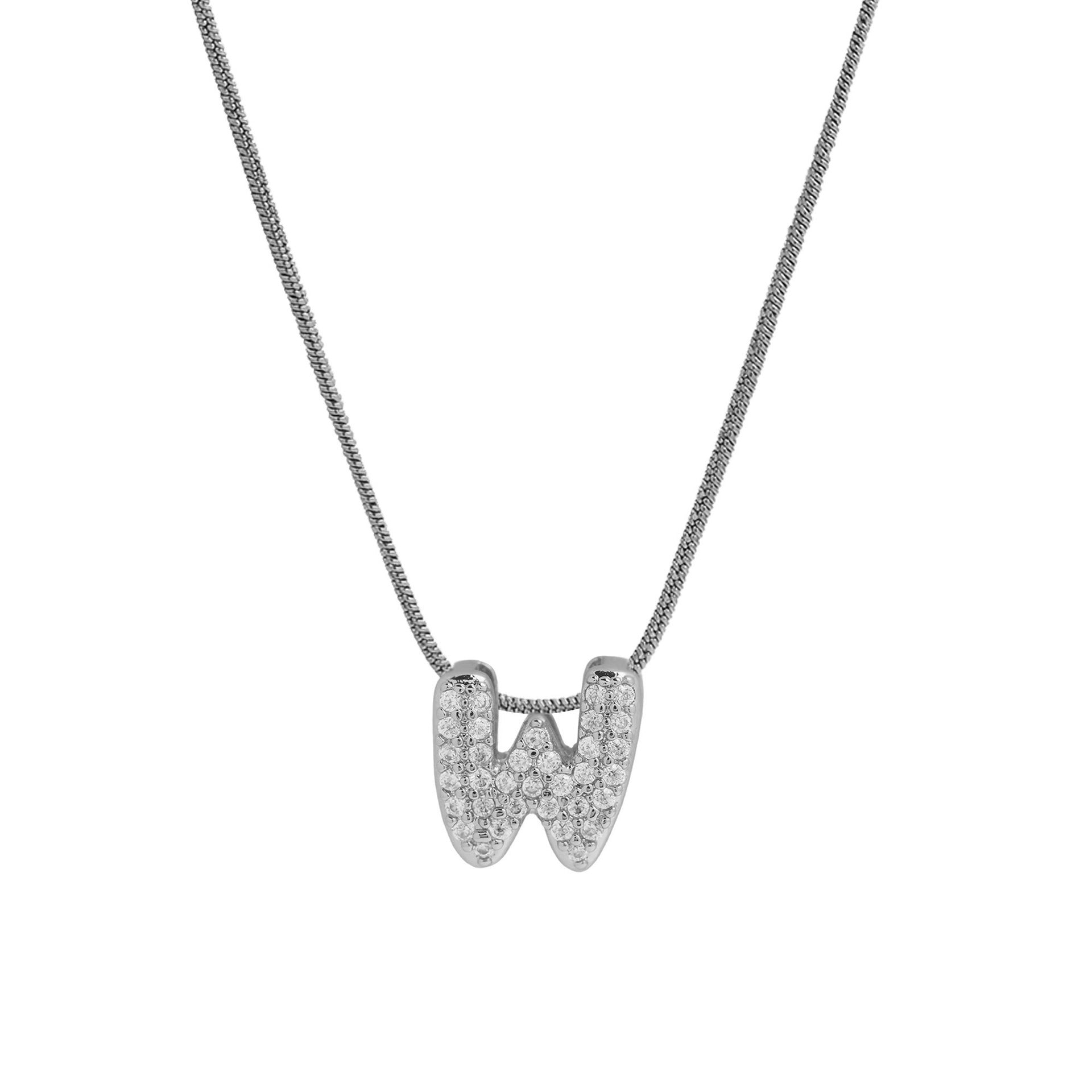 Deborah Initial Snake Necklace - Silver-tone W Initial [IUN9YV14]