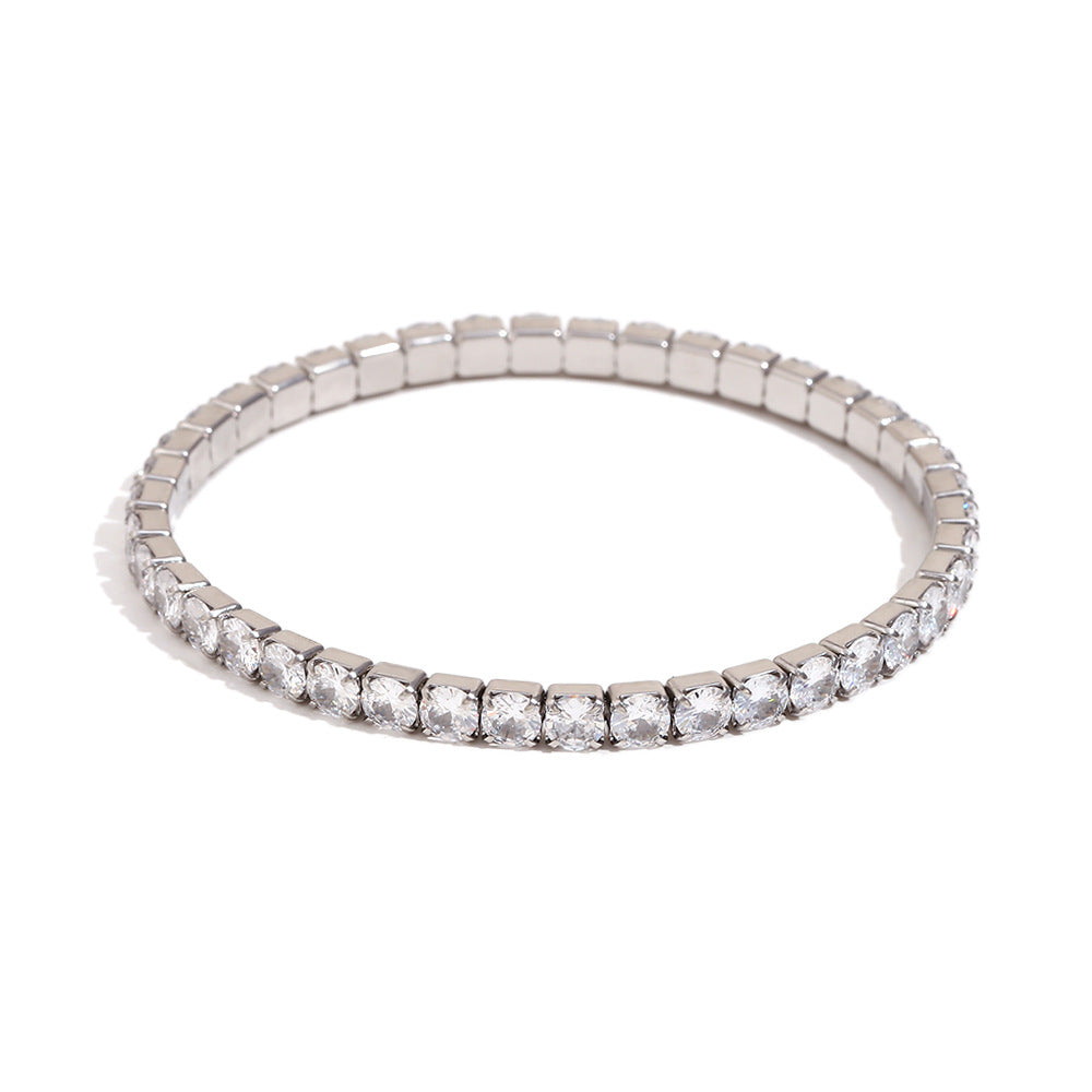Alyssandra Delicate Zircon Bracelet - 4MM Elastic Zircon Bracelet - Silver [FLOO9MX9]