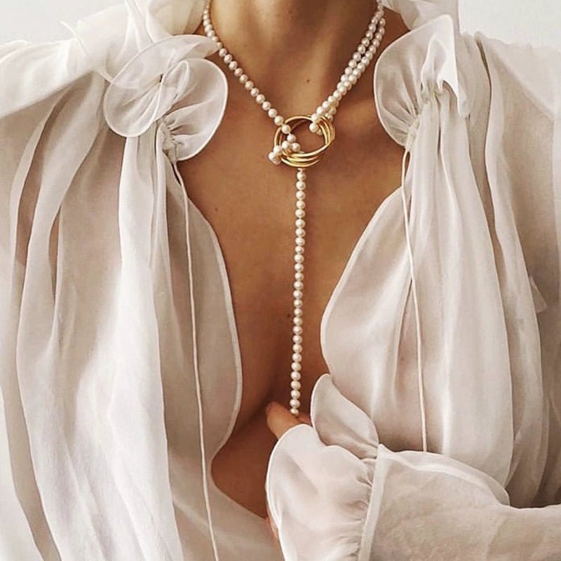 Addalyn Geometric Pearl Necklace - Style 1 [DP4CYGKX]