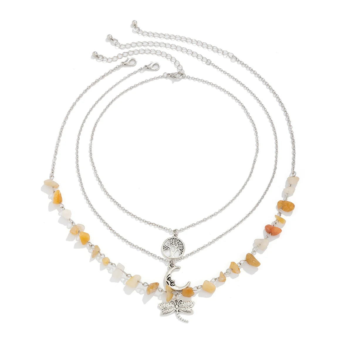 Aniyla Turquoise Charm Necklace Set - Silver Butterfly Style