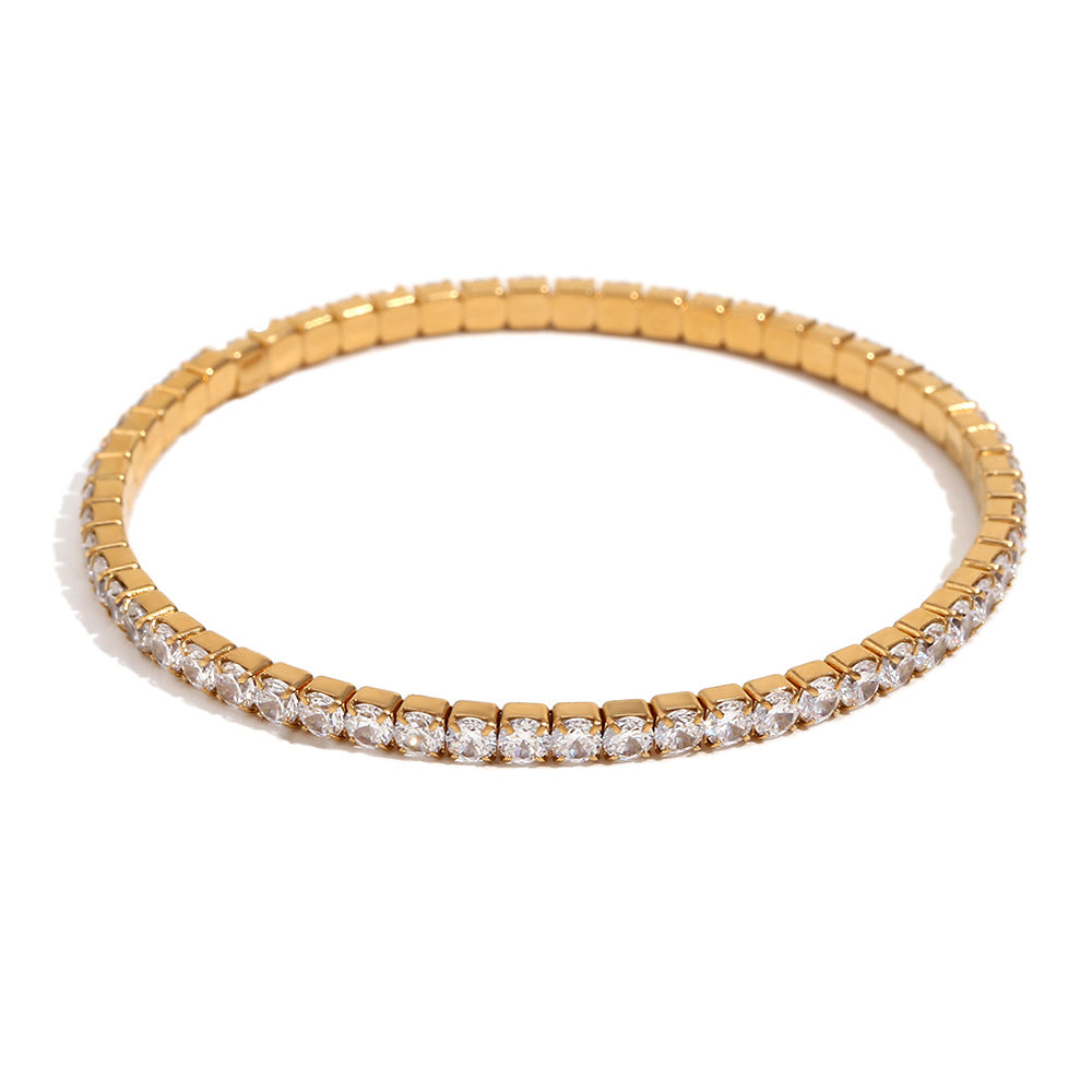 Alyssandra Delicate Zircon Bracelet - 3MM Elastic Zircon Bracelet - Gold [J6Q5L3MC]