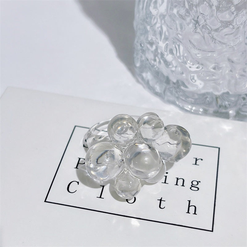 Gionna Acrylic Flower Ring - Transparent [D3C7DIMH]
